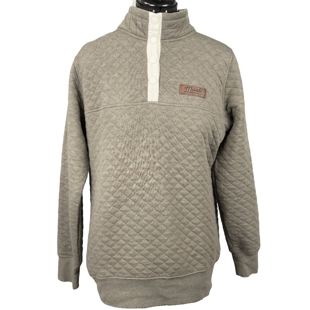 ARTISANS Quilted Pullover 1/4 Snap Neck Sweatshirt Moab UT Size M